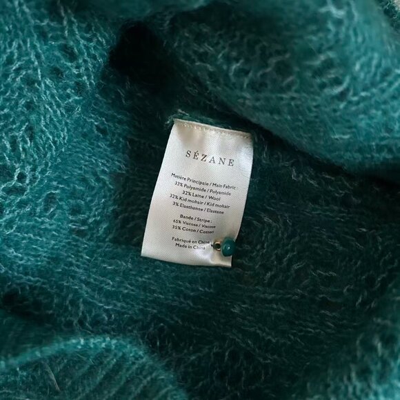 BEST Sezane Lison Cardigan XS/S/M Emerald Green French Knit Causal Wool - Picture 9 of 10